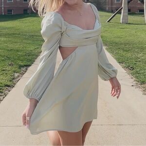 Princess Polly Light Green Balloon Sleeve Dress